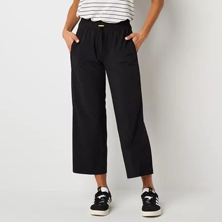 Photo 1 of Stylus Womens Mid Rise Straight Fit Cropped Pant, Medium, Black
