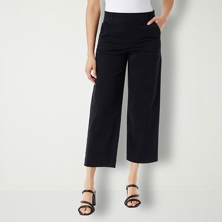 Photo 1 of Gloria Vanderbilt Amanda Shape Effect Womens High Rise Wide Leg Cropped Pants, 16, Black

