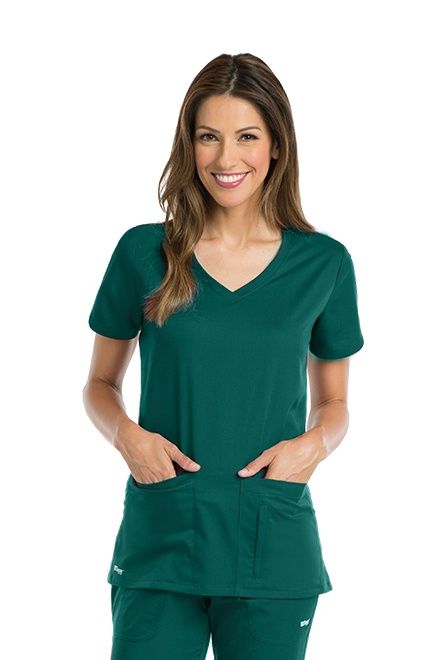 Photo 1 of Barco Grey's Anatomy 41423 4-Pkt Crossover V-Neck with Side Panels Scrub Top, Large, Green
