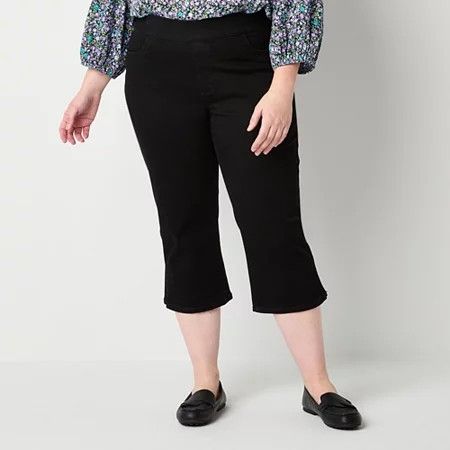 Photo 1 of St. John's Bay Plus Womens High Rise Straight Fit Cropped Pant, 26w, Black
