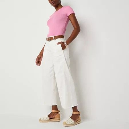 Photo 1 of A.n.a Soft Drape Womens High Rise Wide Leg Cropped Jean, 18, White
