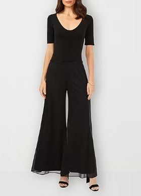 Photo 1 of MSK Womens Mid Rise Wide Leg Palazzo Pant-Petite, Petite Medium, Black
