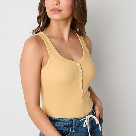 Photo 1 of A.n.a Womens Tall Henley Neck Sleeveless Tank Top, X-large Tall, Yellow
