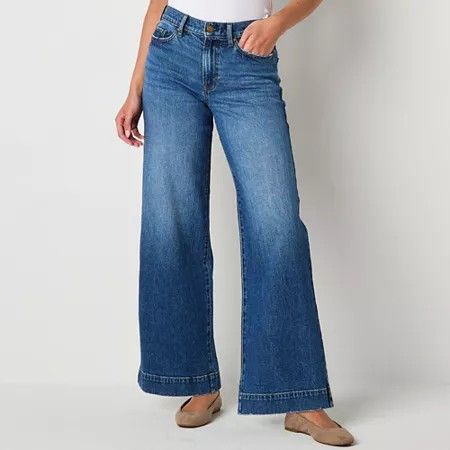 Photo 1 of A.n.a Womens High Rise Wide Leg Jean, 14 Petite Short, Blue