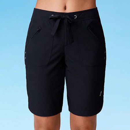 Photo 1 of Free Country Paradise Womens Drawstring Waist Bermuda Board Shorts, Xl (40-42), Black
