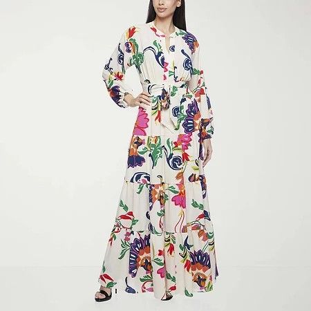 Photo 1 of Premier Amour Womens Long Sleeve Floral Maxi Dress, 6, Yellow

