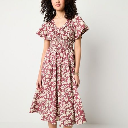 Photo 1 of A.n.a Womens Short Sleeve MIDI Shirt Dress, X-large, Purple
