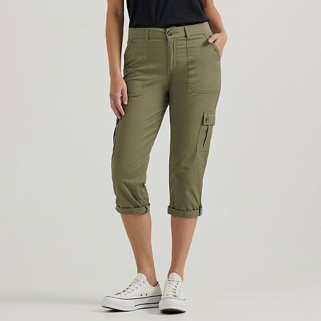 Photo 1 of Lee Womens Flex to Go Mid Rise Cargo Capri Pants, 8, Green
