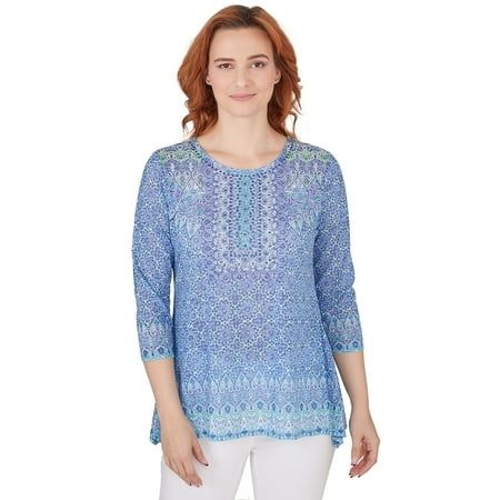 Photo 1 of Larky Lark Womens Burnout Geometric Knit Top - XL
