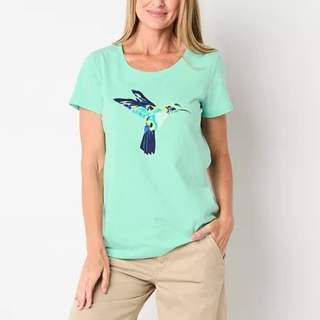 Photo 1 of St. John's Bay Women's Crew Neck Short Sleeve T-Shirt, X-large, Green
