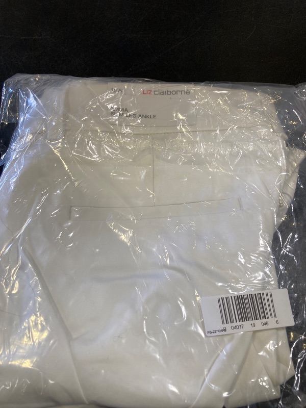 Photo 1 of Liz Claiborne-Plus Emma Women's Mid Rise Slim Fit Ankle Pant, 16w, White
