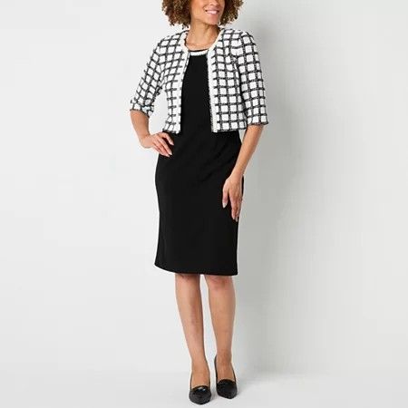 Photo 1 of Maya Brooke Women's Plaid Jacket Dress, 18, White

