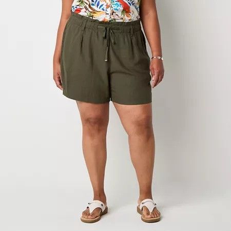 Photo 1 of St. John's Bay Women's Pull-on Short Plus, 1x, Green
