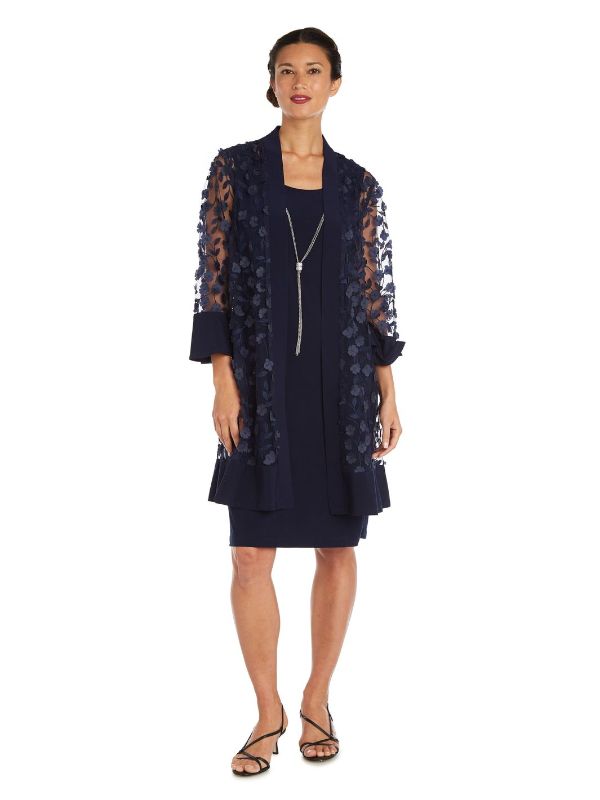 Photo 1 of R & M Richards Floral Women's Floral Jacket Dress, 14, Blue
