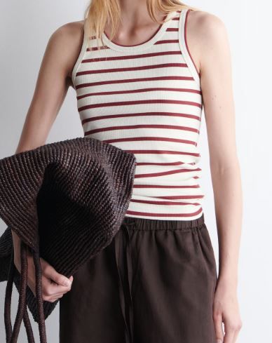 Photo 1 of a.n.a Sunny Stripe Redwood Sleeveless Tank Shirt - LT