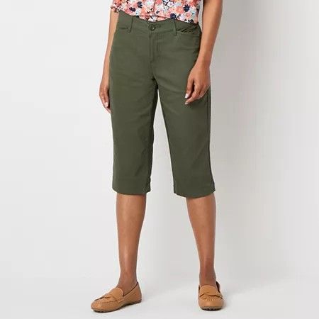 Photo 1 of St. John's Bay Secretly Slender Women's Slim Mid Rise Regular Fit Capri Pant, 12, Green