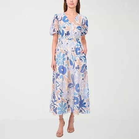 Photo 1 of Sam and Jess Women's Short Sleeve Floral Maxi Dress, Medium, Blue
