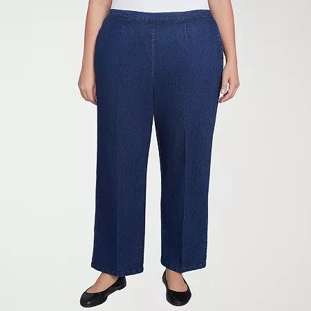 Photo 1 of Alfred Dunner Free Spirit Women's Mid Rise Straight Leg Jean, 16w, Blue
