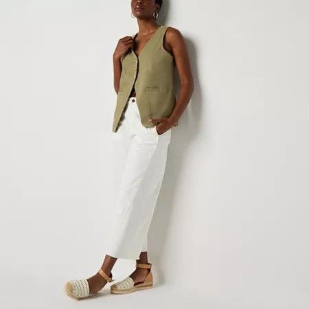 Photo 1 of A.n.a Drapey Twill Women's Vest, X-large, Green

