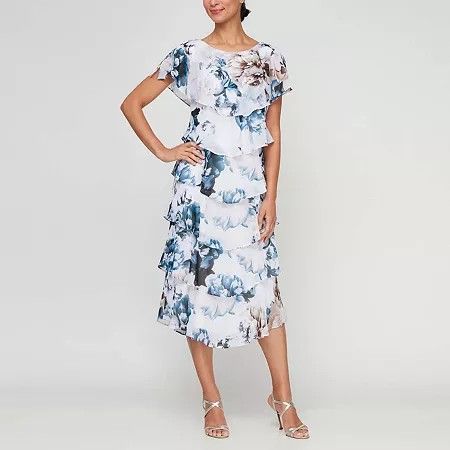 Photo 1 of S. L. Fashions Women's Short Sleeve Midi Floral Shift Dress - 8
