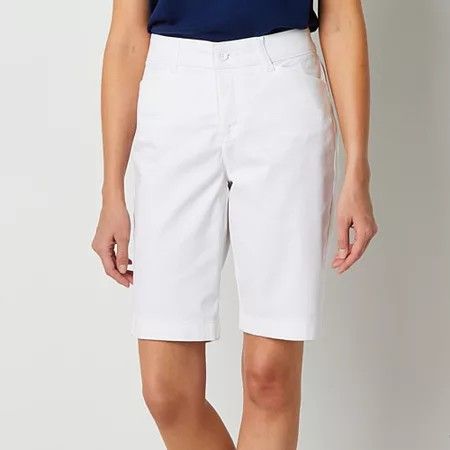 Photo 1 of St. John's Bay Women's 11" Mid Rise Bermuda Short, 8, White
