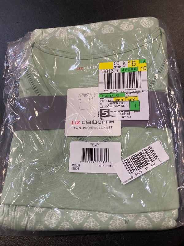 Photo 1 of Liz Claiborne Women's V-Neck Short Sleeve 2-pc. Pajama Sets, Medium, Green
