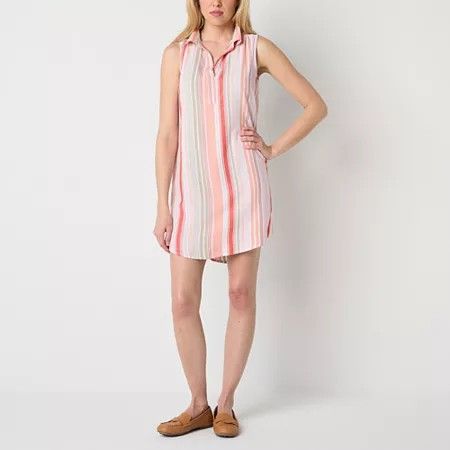 Photo 1 of St. John's Bay Women's Sleeveless Floral Shift Dress, Medium, Orange
