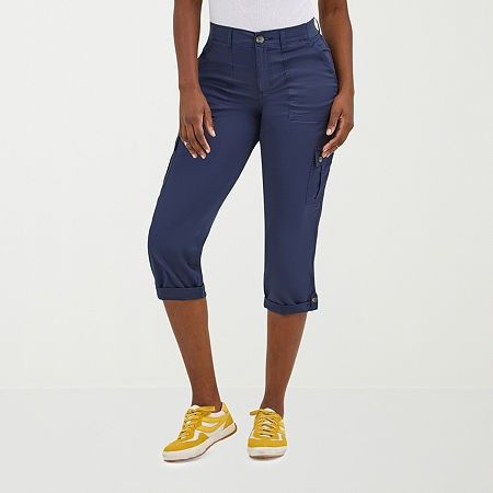 Photo 1 of Lee Women's Flex to Go Mid Rise Cargo Capri Pants, 18, Blue
