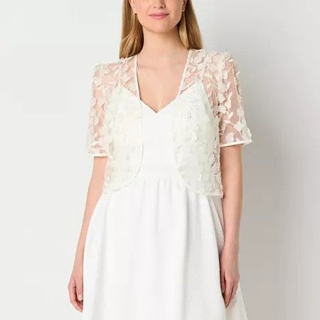 Photo 1 of Maya Brooke Women's Short Sleeve Shrug, Small, Beige
