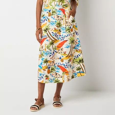 Photo 1 of St. John's Bay Women's High Rise MIDI a-Line Skirt, Small, Multiple Colors
