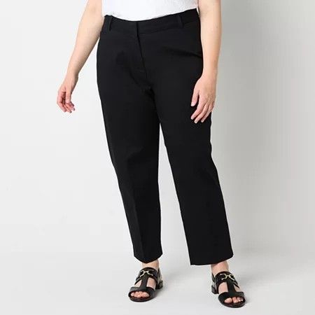 Photo 1 of Liz Claiborne Emma Women's Ankle Mid Rise Slim Fit Plus Ankle Pant, 24w, Black
