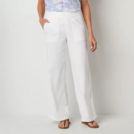 Photo 1 of St. John's Bay-Tall Women's Loose Fit Wide Leg Trouser, Xx-large Tall, White
