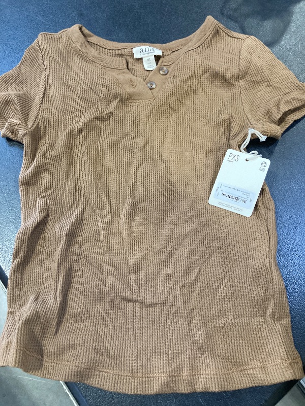 Photo 1 of a.n.a Petite Partridge Brown Button V Neck Shirt - XS
