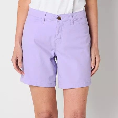 Photo 1 of St. John's Bay Women's 7" Mid Rise Chino Short, 8, Purple
