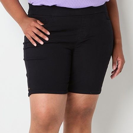 Photo 1 of Liz Claiborne Amber Women's Mid Rise Pull-on Short Plus, 20w, Black
