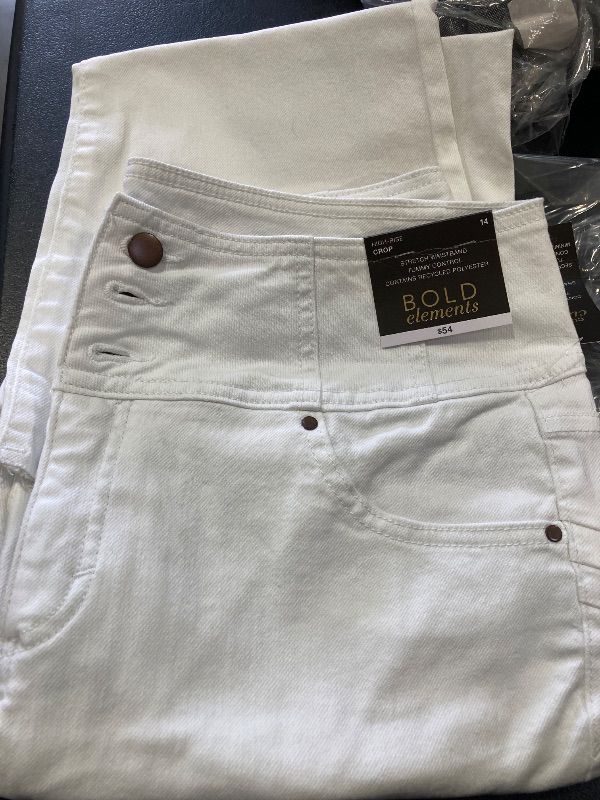 Photo 1 of Bold Elements Stretch Waistband High Rise Crop White Jean - 14  