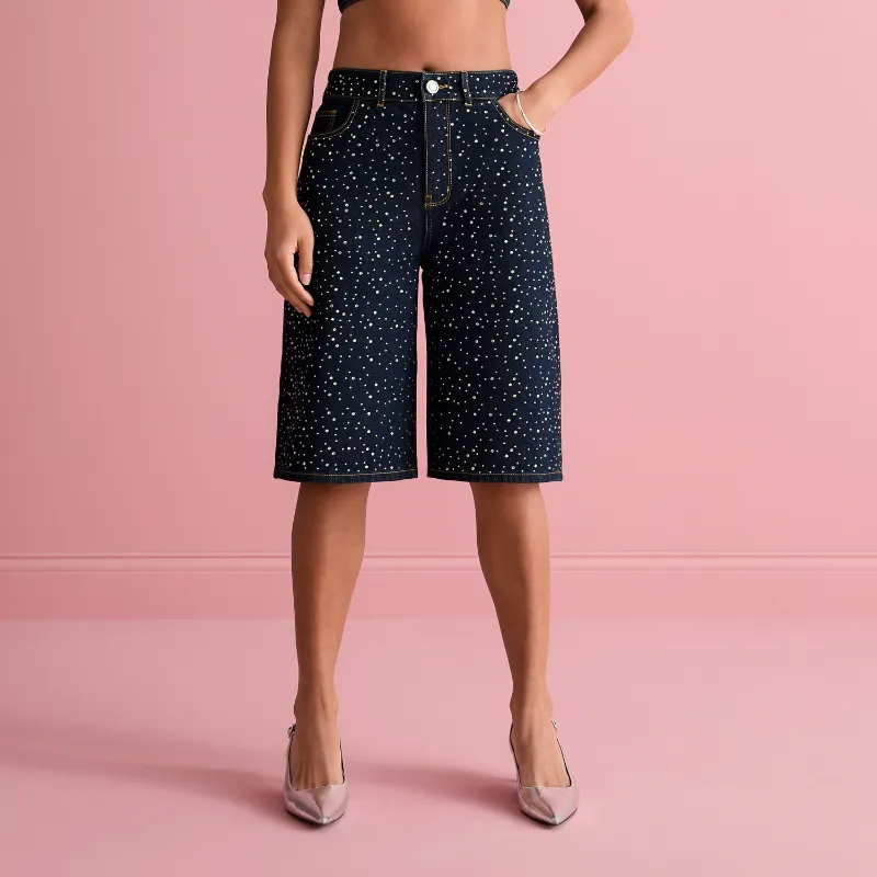 Photo 1 of Bold Elements X Ally Brooke Women's Denim Short, 4 Petite, Blue
