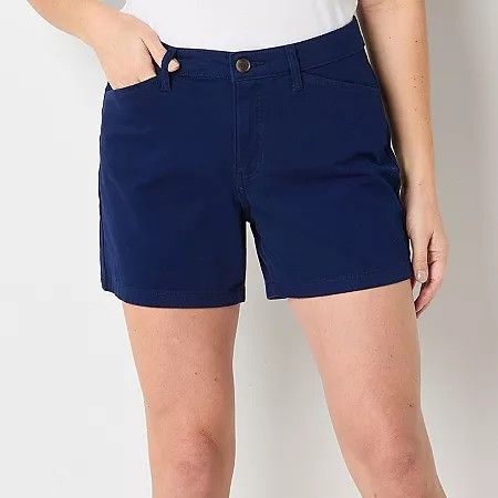 Photo 1 of St. John's Bay Women's 5" Mid Rise Chino Short, 16, Blue
