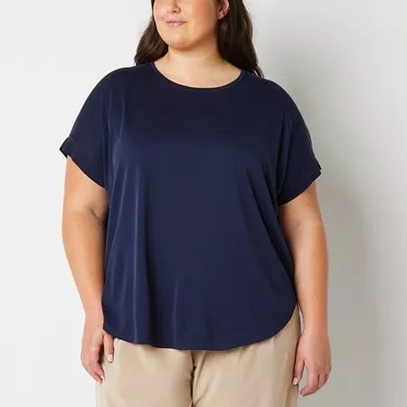 Photo 1 of Stylus Women's Plus Crew Neck Short Sleeve T-Shirt, 2x, Blue
