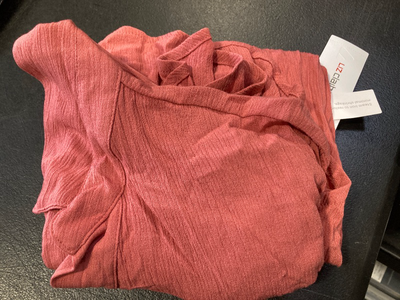 Photo 1 of Liz Claiborne Women's V Neck Short Sleeve Blouse, Large, Pink
