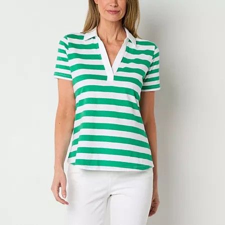 Photo 1 of St. John's Bay Women's Short Sleeve Polo Shirt, Small, Green
