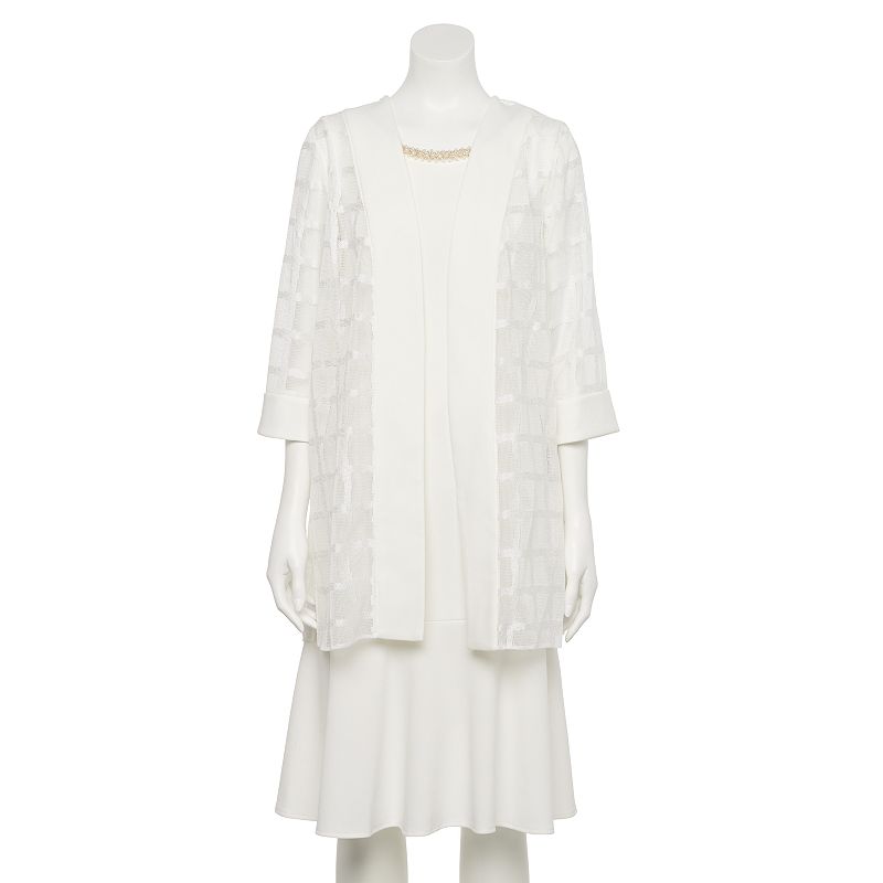 Photo 1 of Maya Brooke Women's Windowpane Jacket Dress, 8, White
