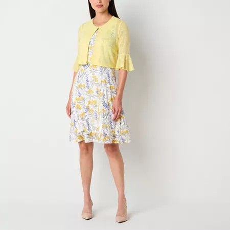 Photo 1 of Perceptions Women's Floral Jacket Dress, Large, Yellow
