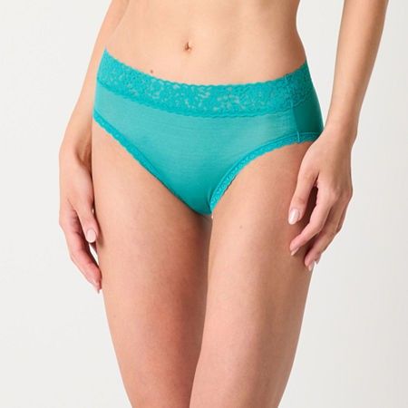 Photo 1 of Ambrielle Everyday High Cut with Lace Trim Panty, Large, Green
