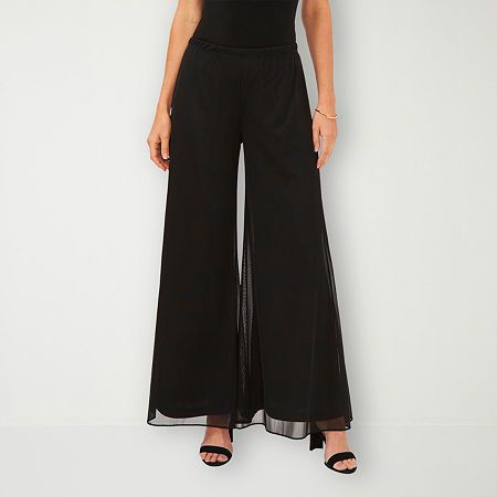 Photo 1 of MSK Women's Mid Rise Wide Leg Palazzo Pant, Large, Black
