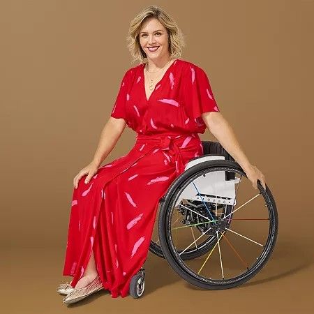 Photo 1 of Jamey Perry Women's Adaptive Printed Short-Sleeve Wrap Dress, X-small, Red
