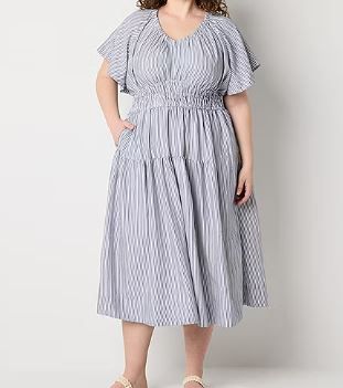 Photo 1 of a.n.a Women's Short Sleeve Midi A-Line Dress Plus - 2X
