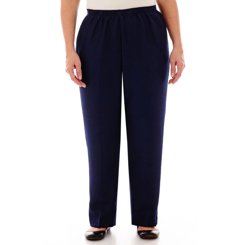 Photo 1 of Alfred Dunner Classics Women's Plus Straight Pull-on Pants, 18w, Blue
