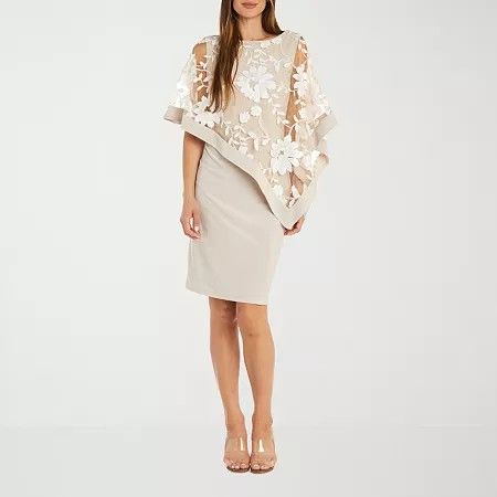 Photo 1 of R & M Richards Women's Short Sleeve Floral Sheath Dress, 12, Beige
