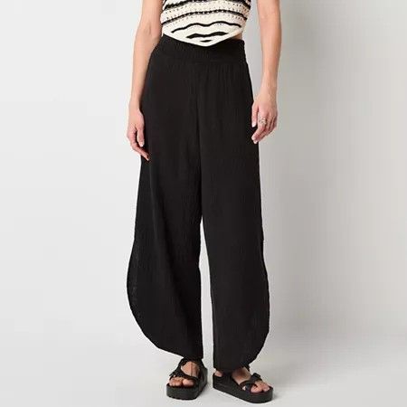 Photo 1 of Arizona Women's Wide Leg Loose Fit Juniors Pull-on Pant, X-large, Black
